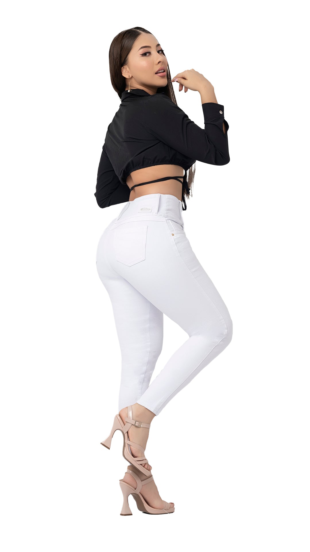 🤍 Jean Skinny Blanco – Pretina Ancha con 4 Botones 2-651