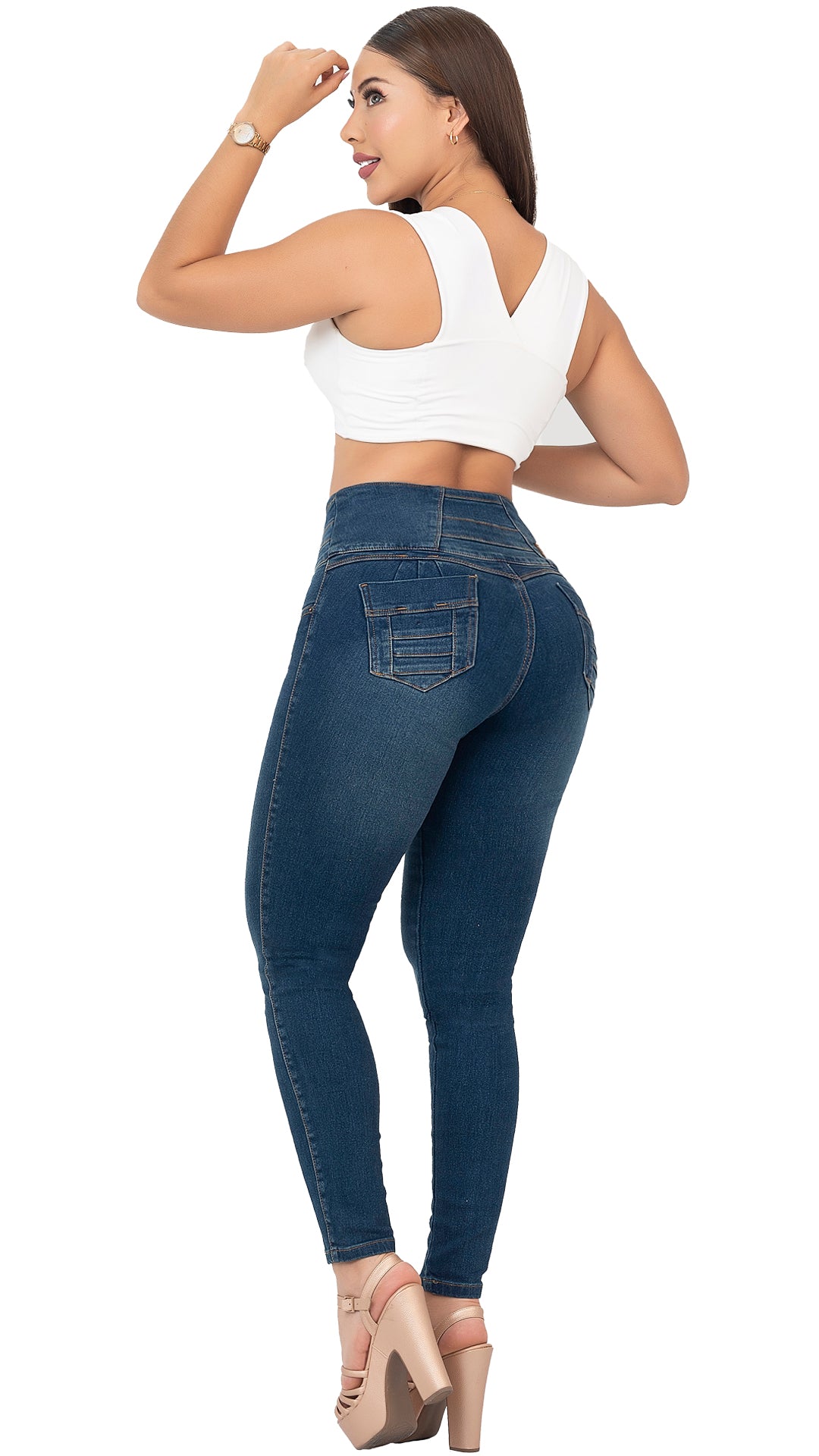 Jeans Azul Medio Pretina Ancha REF 6130