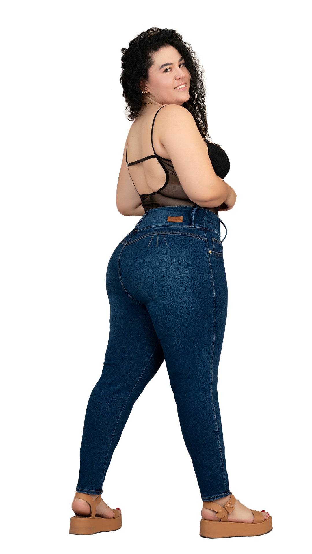 Jean Skinny Plus Size con Pretina Ancha – Azul Oscuro 2-849P