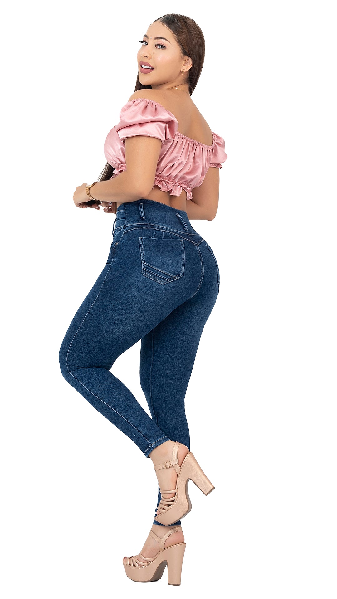 Jean skinny con pretina estructurada – 3 botones 🔥👖 2-703