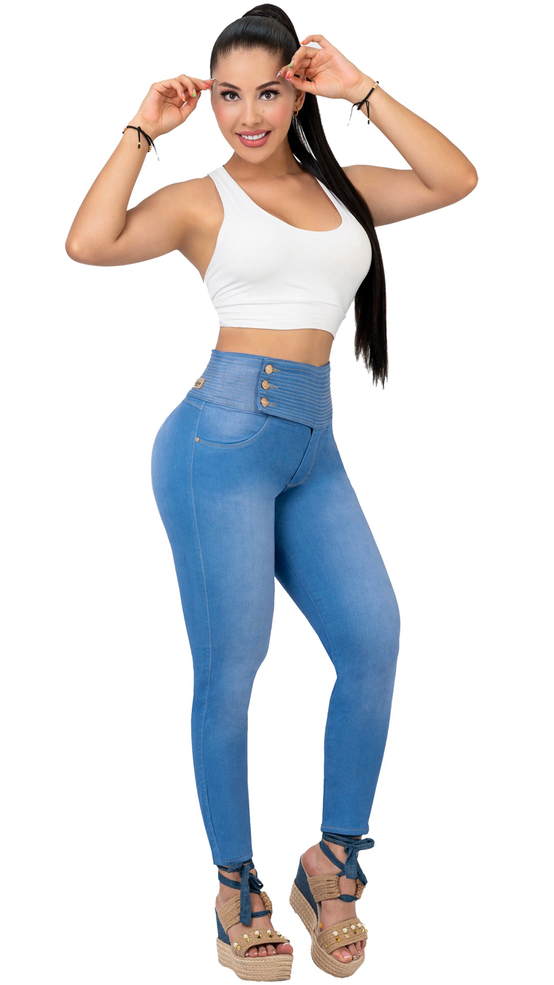 Jeans Azul Claro de Pretina Ancha REF 2-602