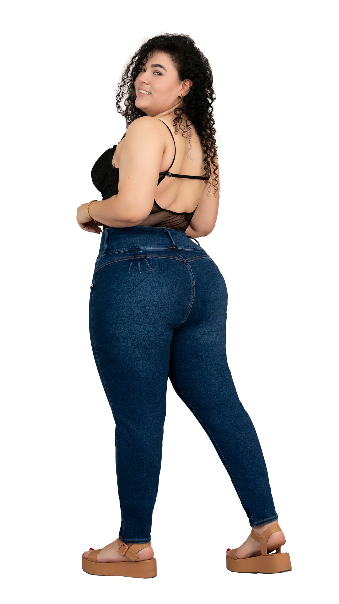 Jean Skinny Plus Size con Pretina Ancha – Azul Oscuro 2-849P